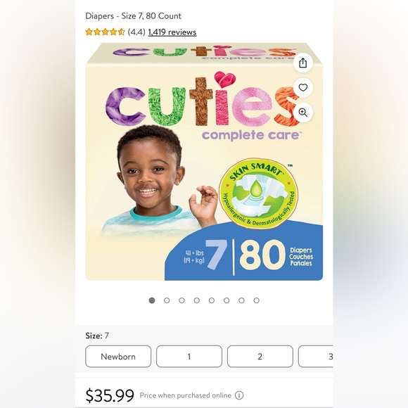 Size 7 Cuties Diaper - Picture 2 of 3